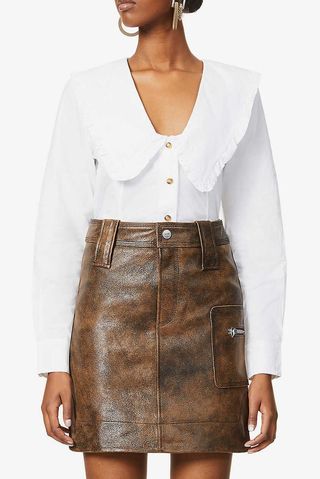 GANNI Distressed Leather Mini Skirt