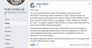 PUBG Mobile India Facebook post