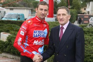 Frank Vandenbroucke poses with Freddy Maertens at the launch of Aqua & Sapone in 2007.