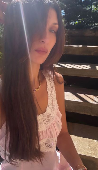 Bella Hadid Gives Summer's Eyelet Lace Trend Her Horse Girl Spin ...