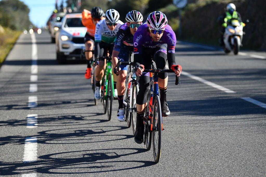 PALMA SPAIN JANUARY 30 Ander Okamika Bengoetxea of Spain and Team Burgos BH leads the breakaway during the 1st Challenge Ciclista Mallorca 2022 Trofeo Playa De PalmaPalma a 1691km race from Playa de Palma to Palma ChallengeMallorca on January 30 2022 in Palma Spain Photo by Dario BelingheriGetty Images