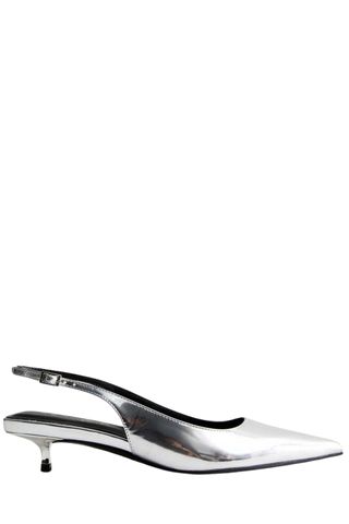 New Look Silver Slingback Kitten Heel Court Shoes