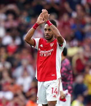 Pierre-Emerick Aubameyang celebrates Arsenal's win