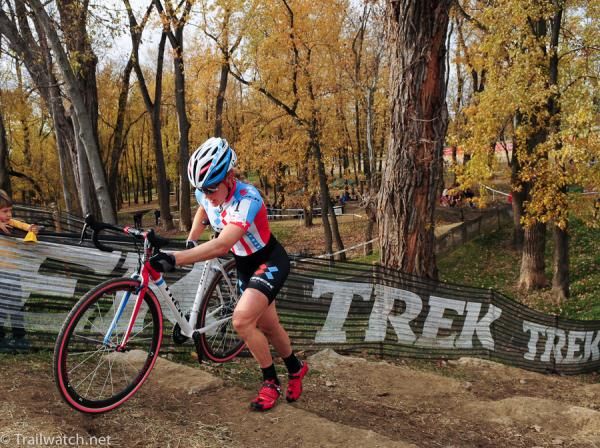 Katie Compton (Trek Cyclocross Collective) on the stone stairs alone