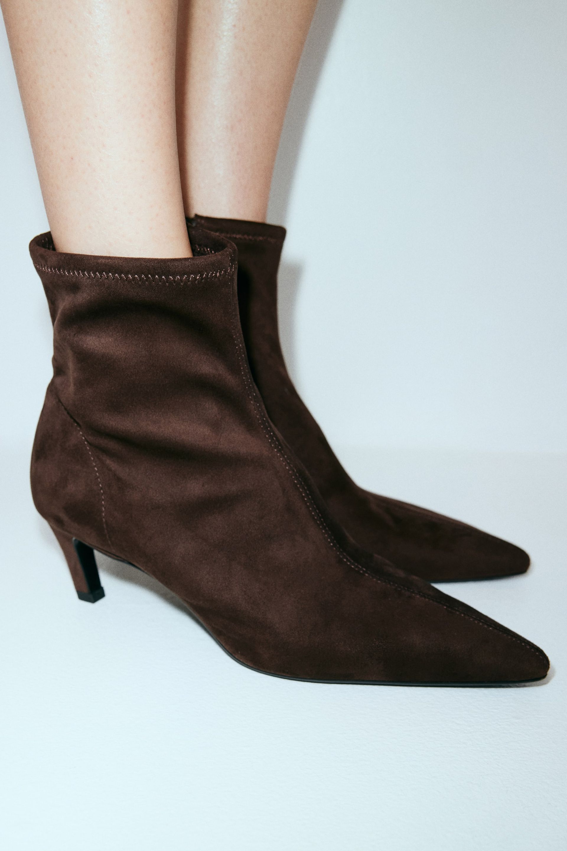 Heeled Sock Boots - Brown