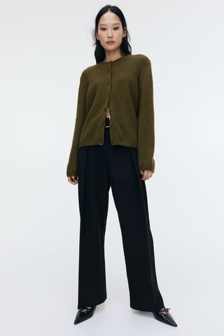 Wide Belt-Detail Trousers