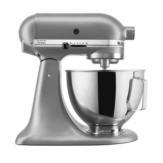 silver KitchenAid stand mixer