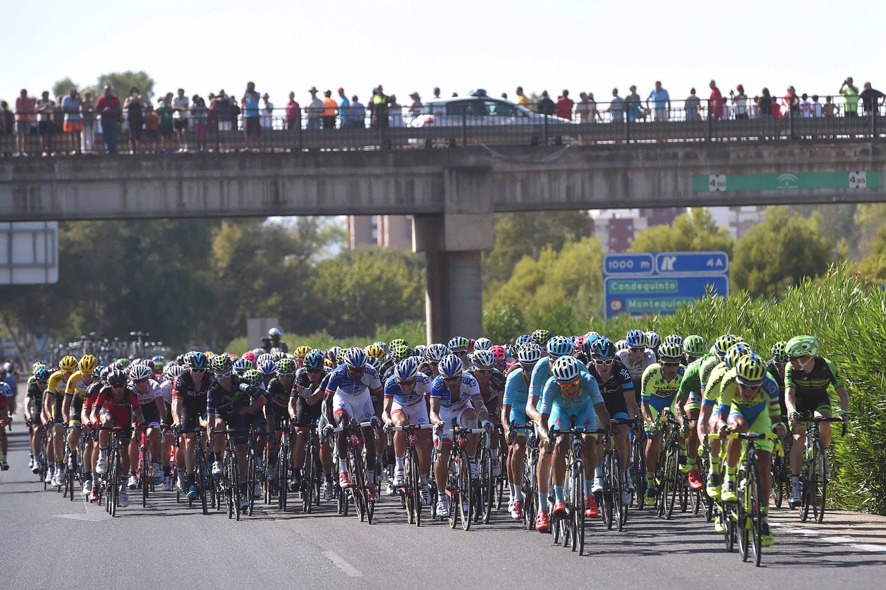The peloton takes on the closing kilometres