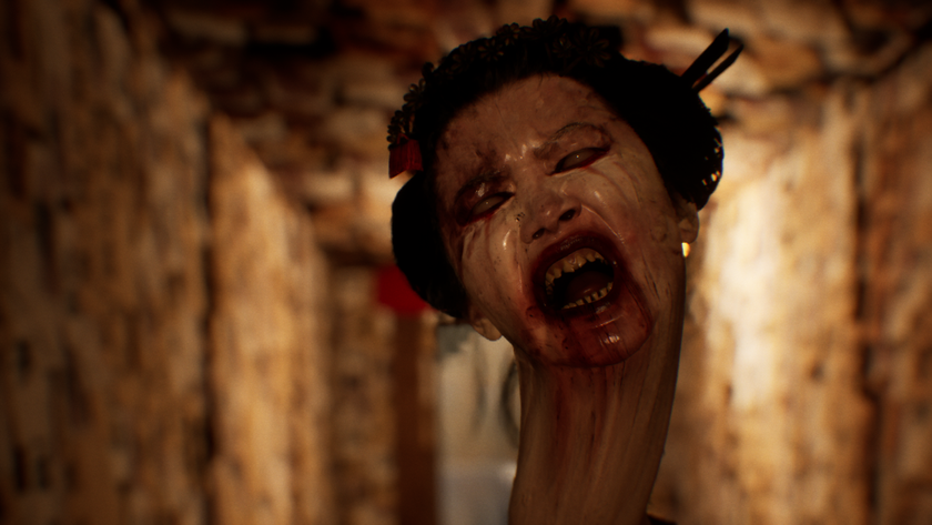 a ghastly ghoul with a long neck