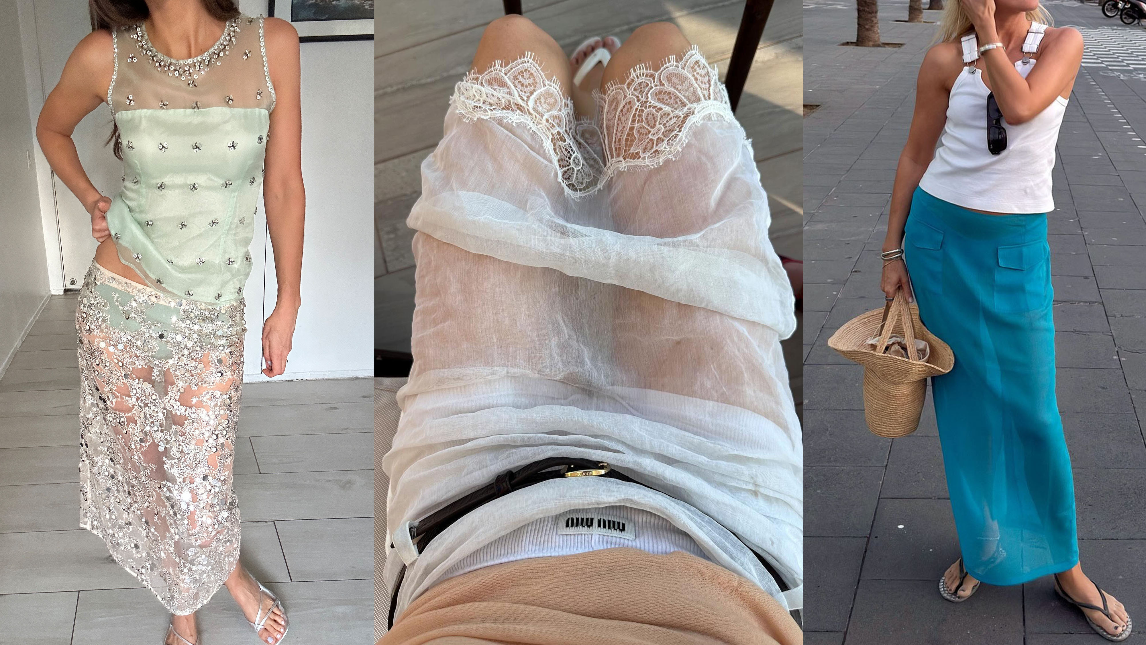 Women in sheer clothing