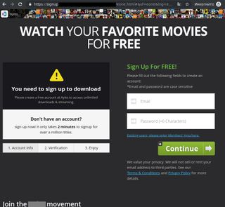 Screenshot of a pirated-movie streaming site.