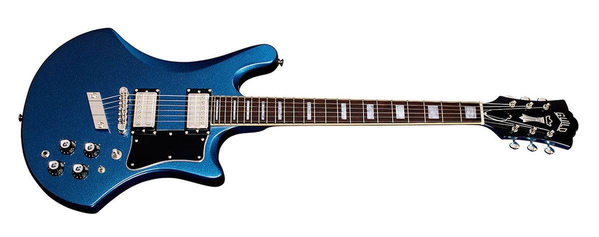 The Guild Newark St. Collection S-300 Deluxe is offered in Neptune blue and Sterling silver Metallic finishes