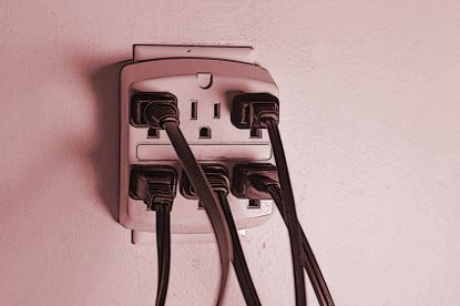 A crowded electrical outlet