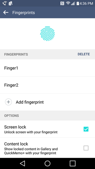 V10 fingerprint settings