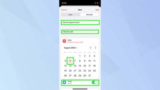 iOS 18 calendar app set a reminder