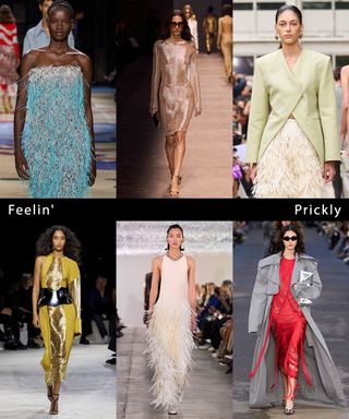 A collage of runway images featuring fringe.