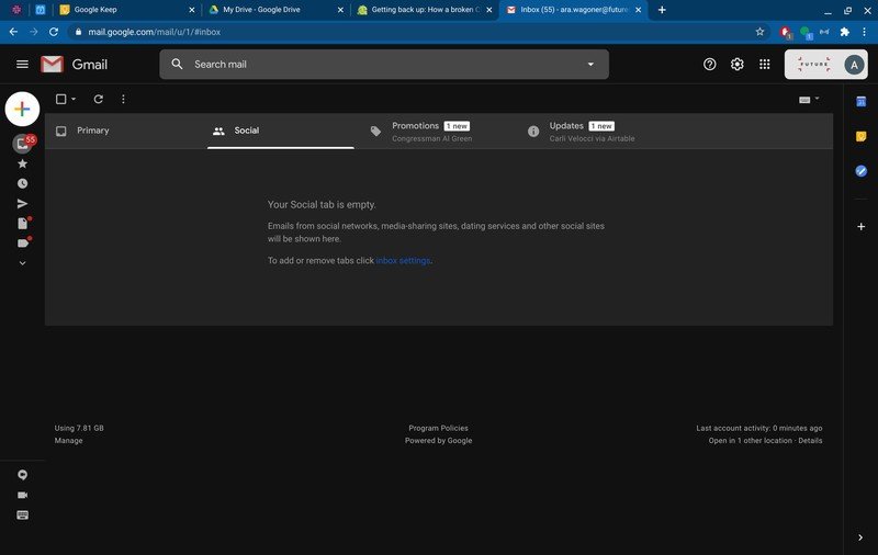 Gmail's main page