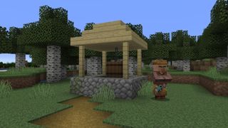 Minecraft texture packs - Depixel pack showing off a well and villager
