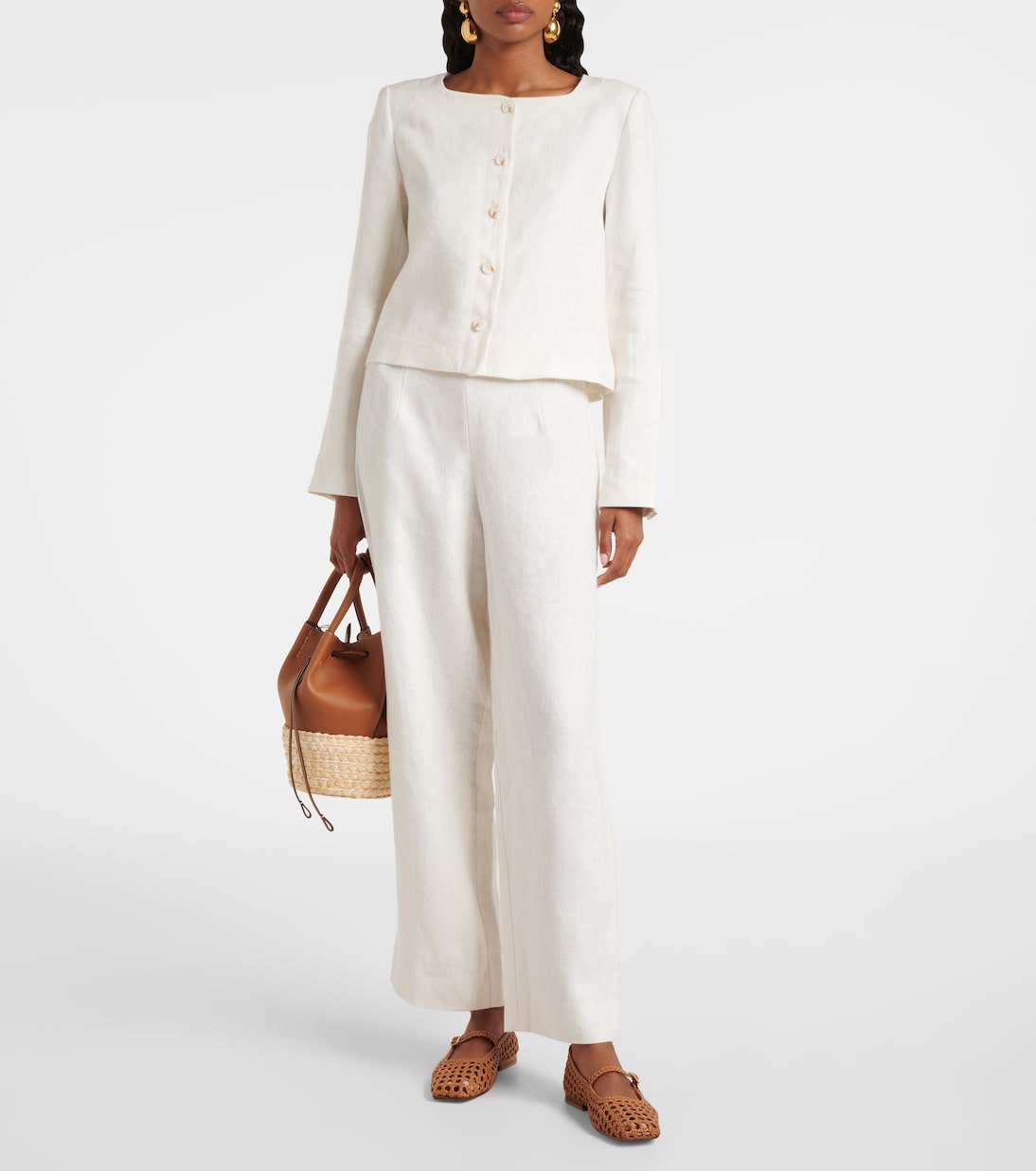 Noelle Linen Wide-Leg Pants
