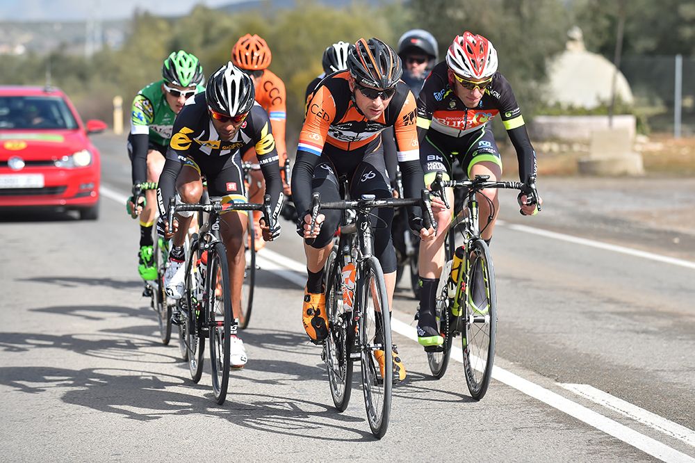 Johnny Hoogerland (Roompot) leading the breakaway