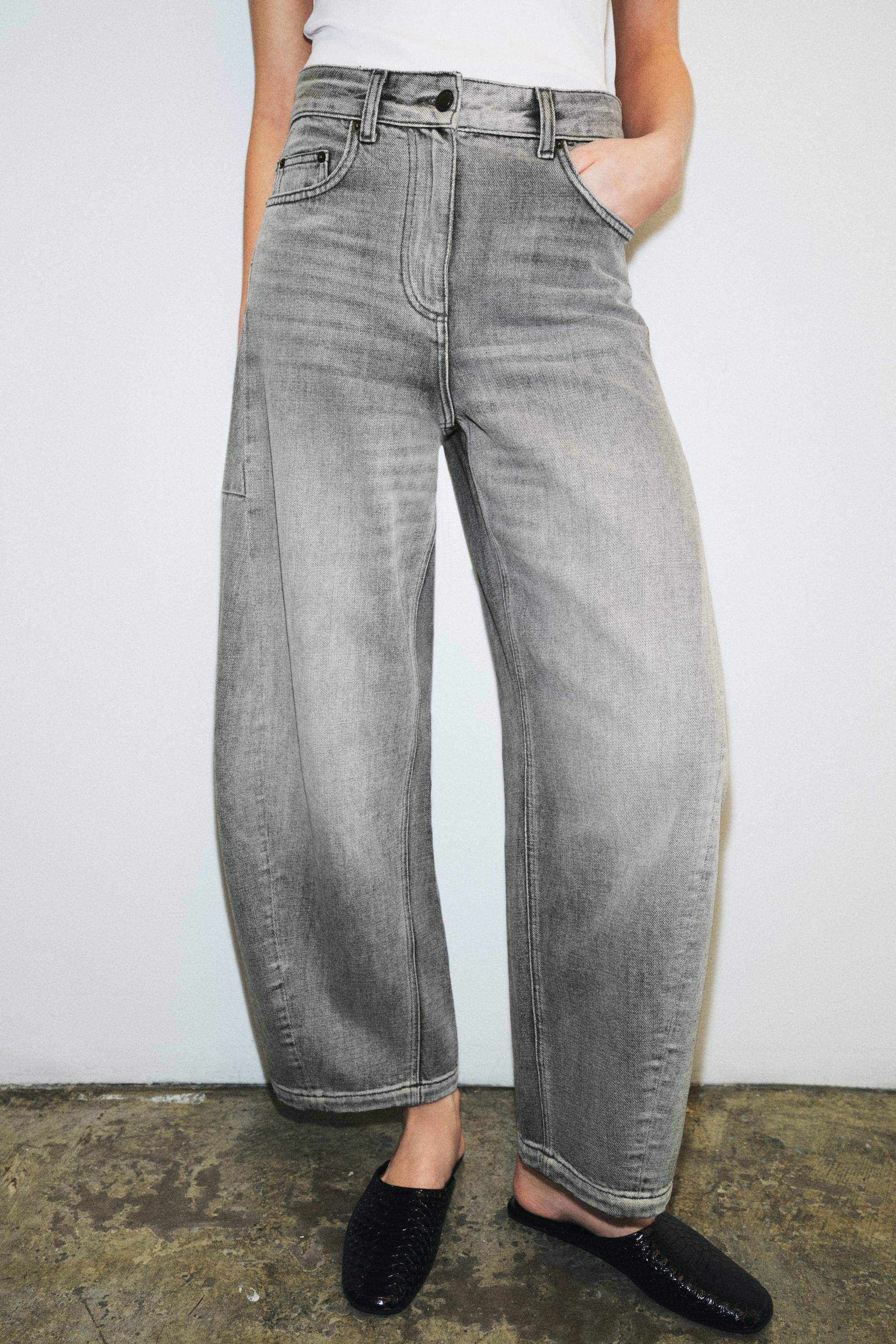 Zw Collection Mid-Rise Ankle Balloon Jeans