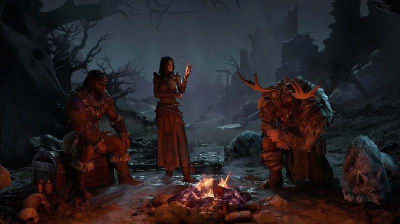 The Barbarian, Sorceress and Druid in Diablo IV