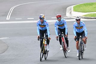 Wout van Aert, Jasper Stuyven and Yves Lampaert in training