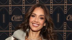 Jessica Alba wearing Free People's barrel leg jeans