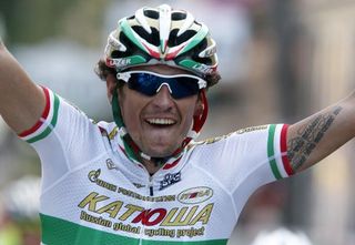 Filippo Pozzato (Katusha) shows the emotion of winning at the Giro d'Italia