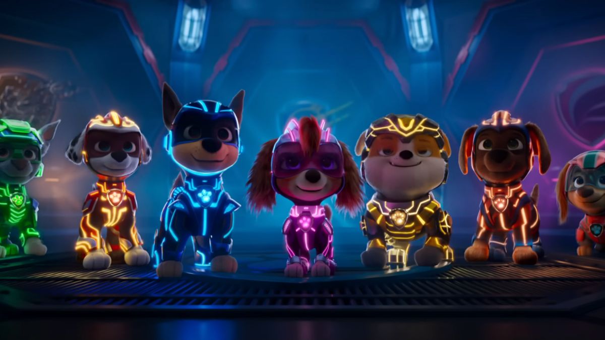 The Paw Patrol suiting up in Paw Patrol: The Mighty Movie