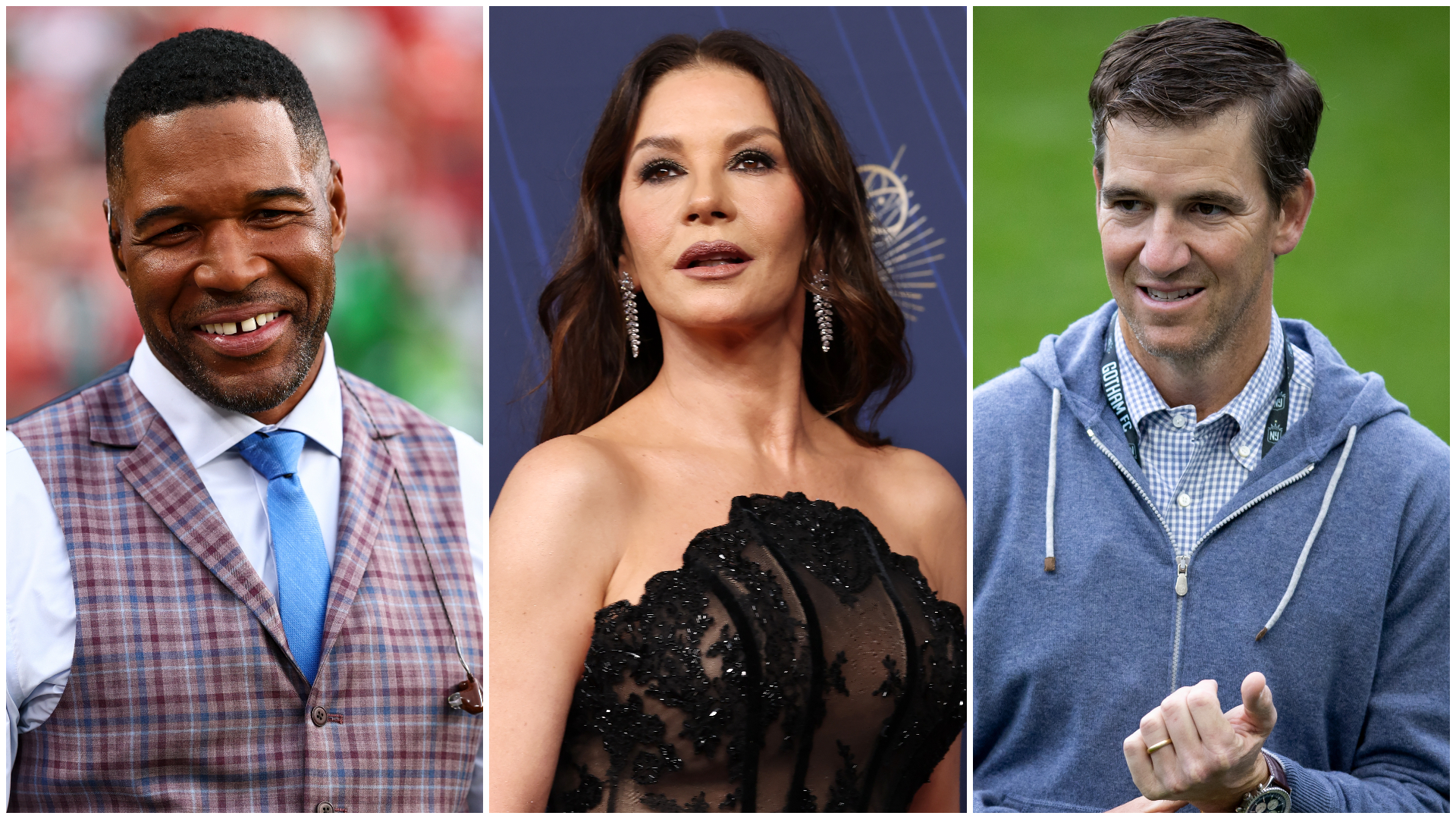 Michael Strahan, Catherine Zeta-Jones and Eli Manning