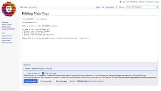Screenshot of MediaWiki editor with edited text.