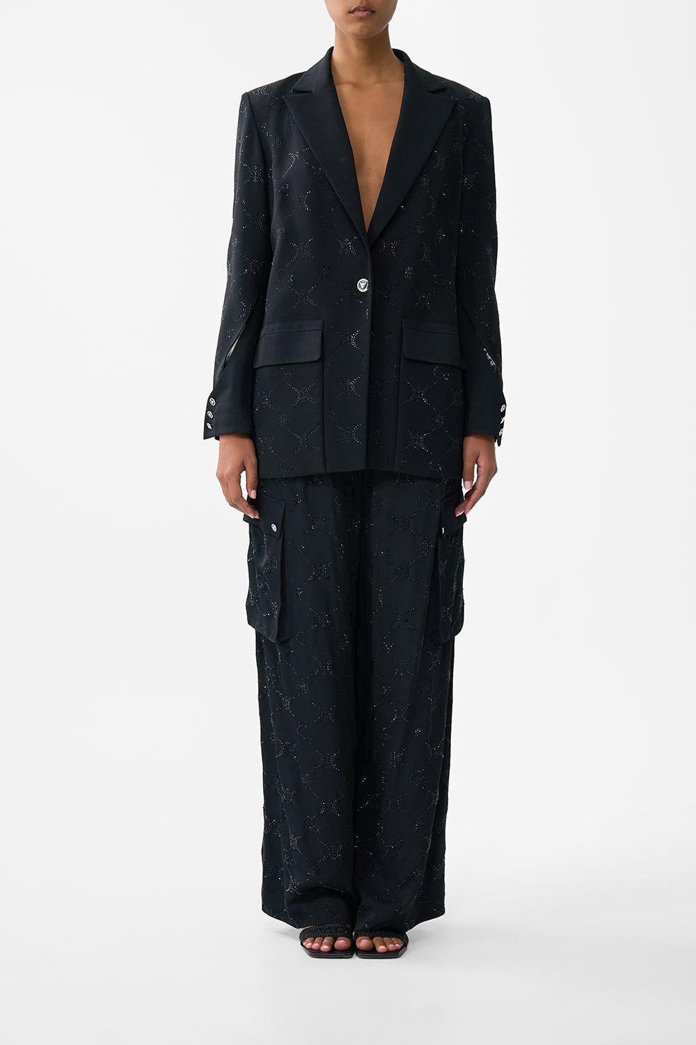 Jacket With Sleeve Cut Out Detail Solid Black