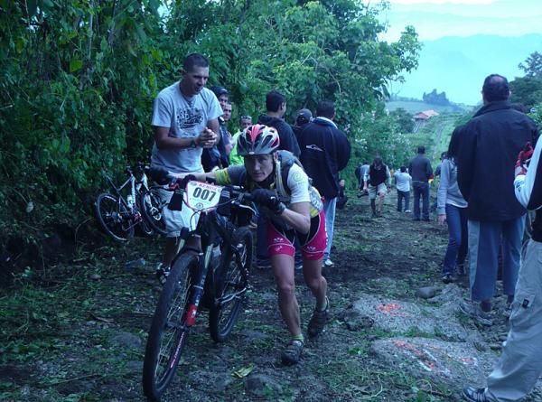 Louise Kobin at the top of the steep part of the climb on day 3