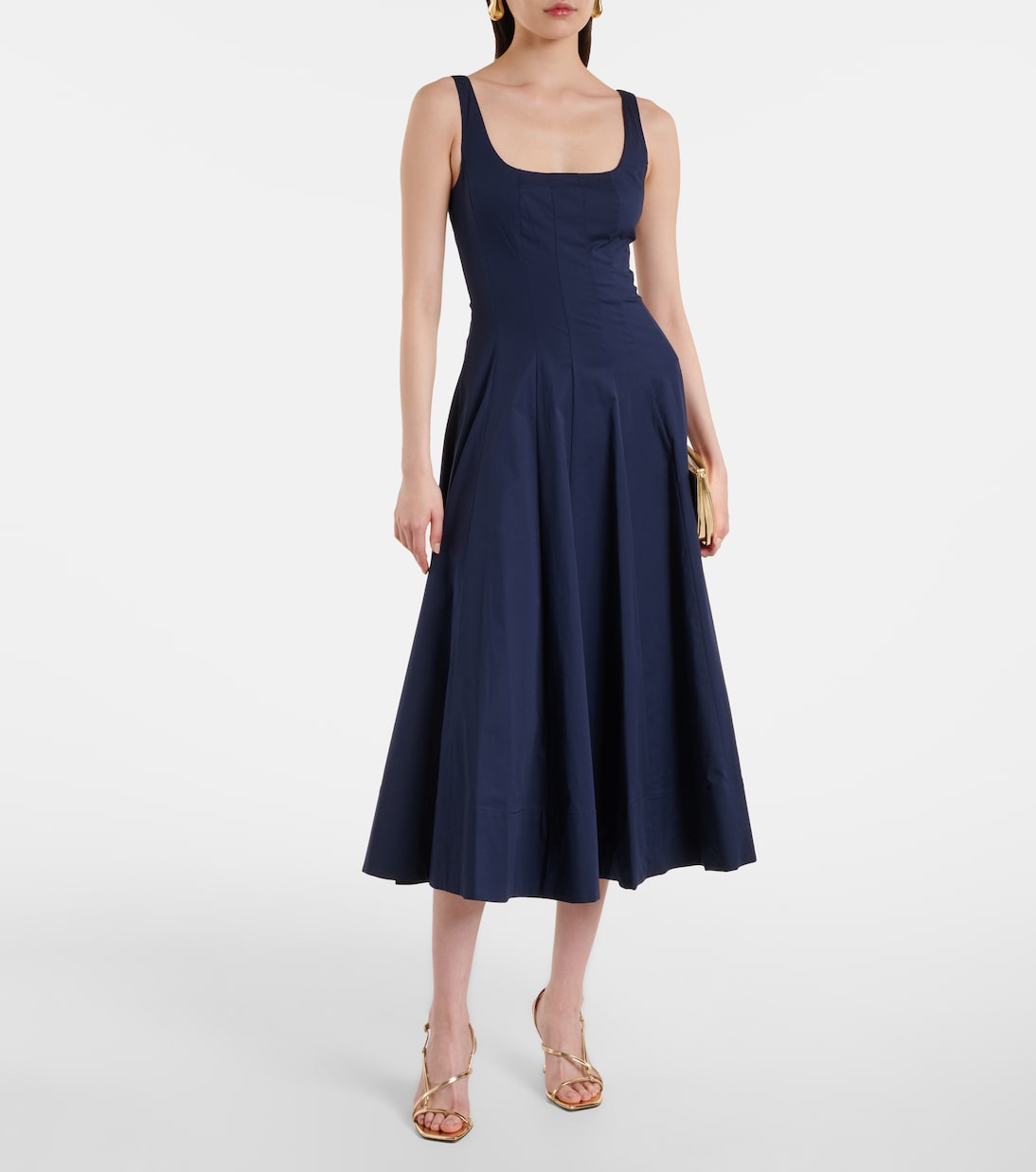 Wells Pleated Cotton Midi Dress
