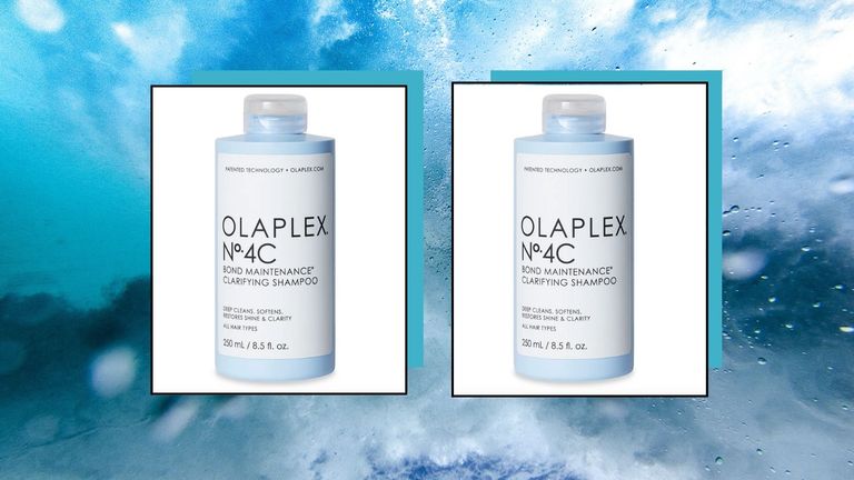 olaplex 4c shampoo on bubbly background