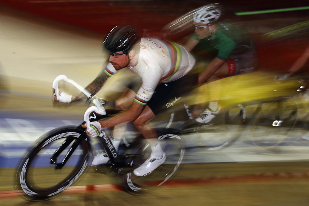 Bradley Wiggins of Great Britain in action in his first race of the opening evening of the Ghent six day race