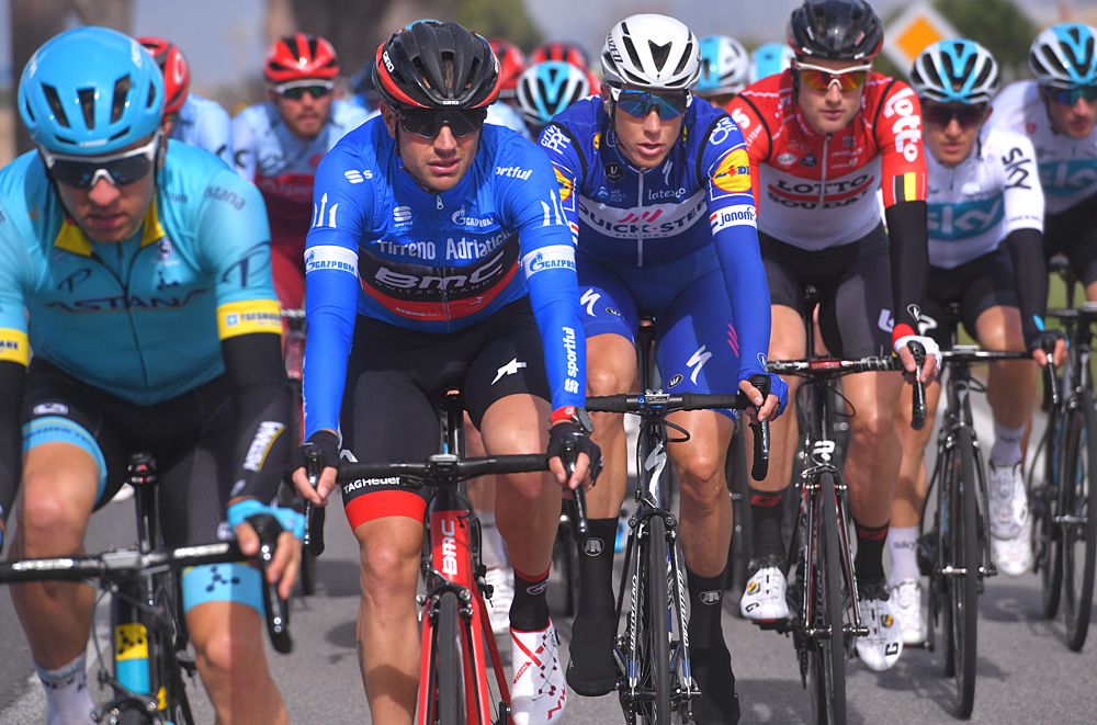 Damiano Caruso (BMC) in the leader's jersey during stage 2 at Tirreno-Adriatico