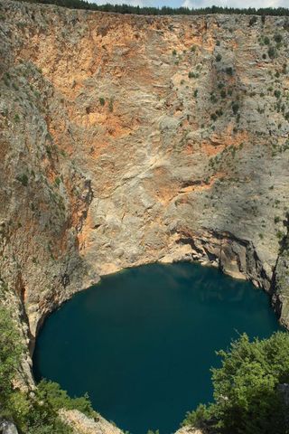 the Red Lake sinkhole of Imotski, Croatia
