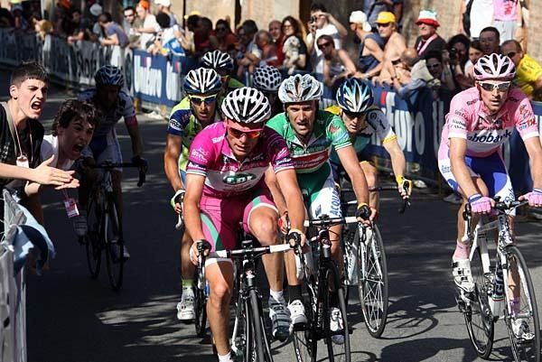 Danilo Di Luca, Stefano Garzelli and race leader Denis Menchov