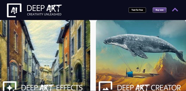 Website screenshot for DeepArt.io