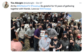 At the annual TweetUp, AV Nation TV’s, Tim Albright celebrated the group’s 10th anniversary with a few masked friends.