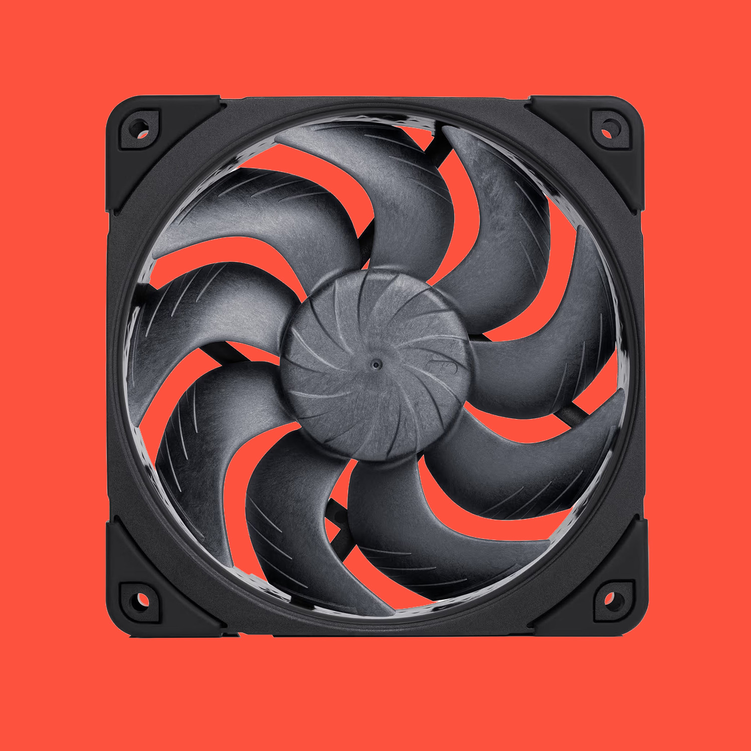 A Noctua fan on a red background.
