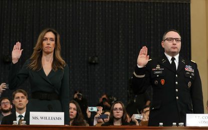 Jennifer Williams and Lt. Col. Alexander Vindman are sworn in.