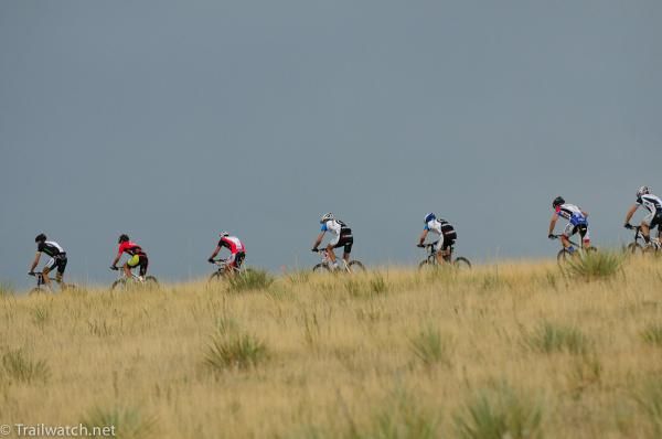 Riders cross one of the ridges at Ute Valley Park