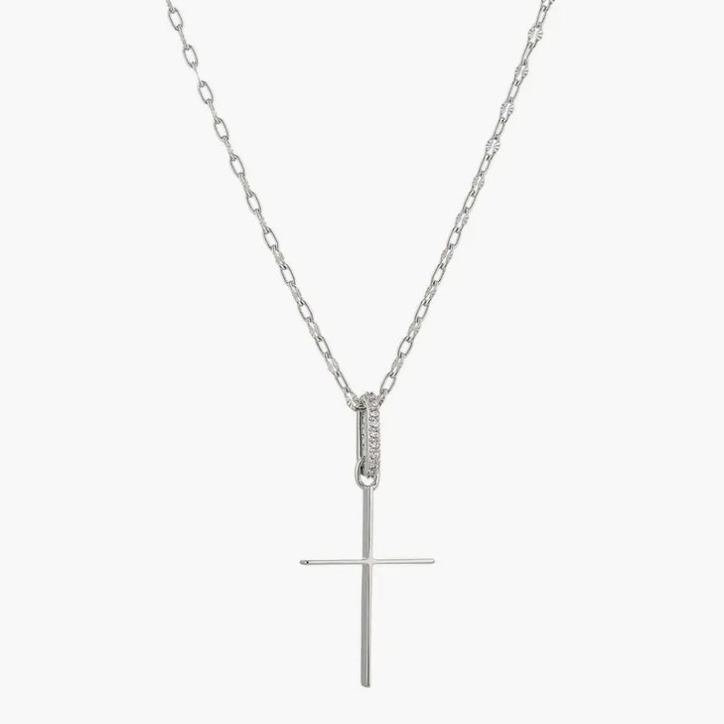 silver cross pendant necklace
