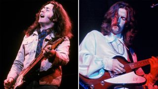 Rory Gallagher (left) and Eric Clapton perform onstage