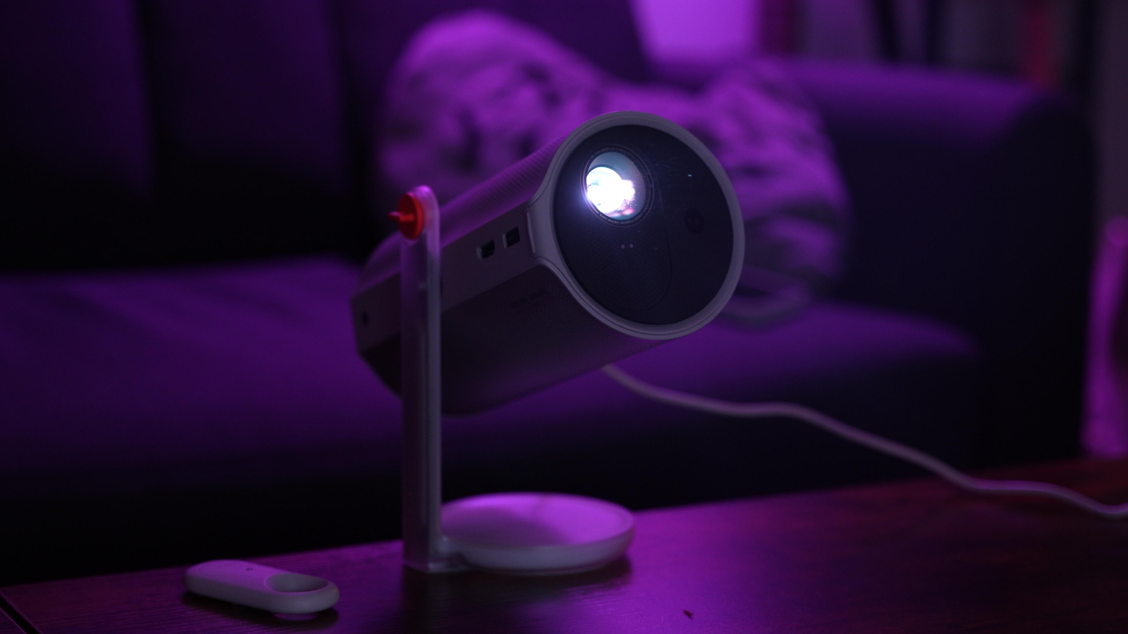 XGIMI MoGo 4 Laser - On living room table at night