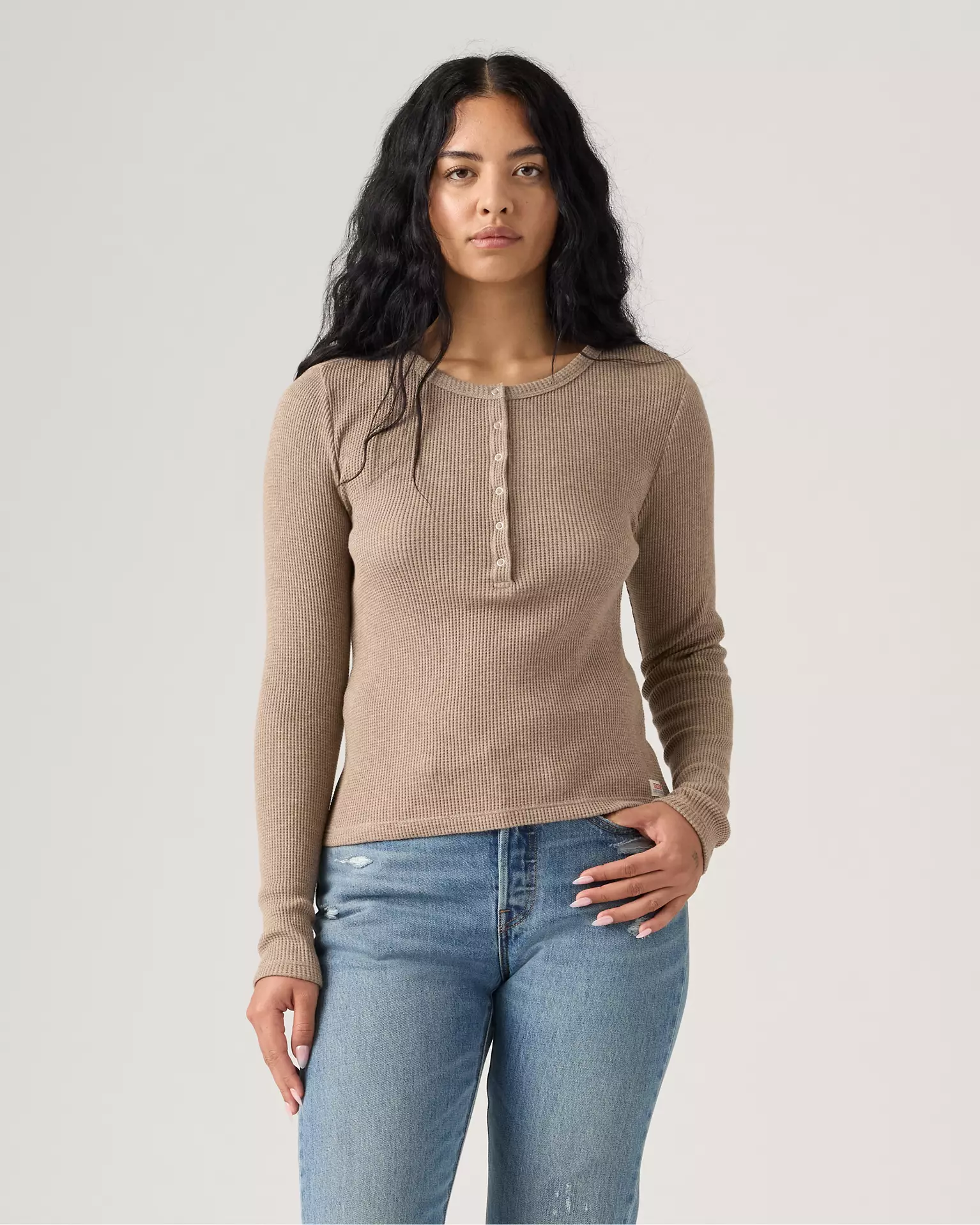 Levi&#039;s, Dry Goods Waffle Henley in Taupe Gray