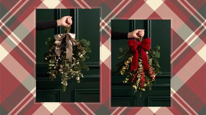 picture of M&S door swags being held in front of wall
